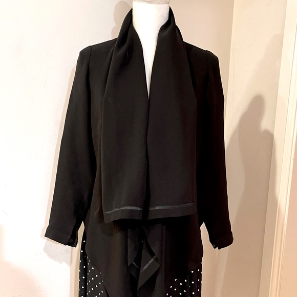 Morgane Le Fay Black Silk Asymmetrical Drape Front Jacket, size S - Picture 3 of 14